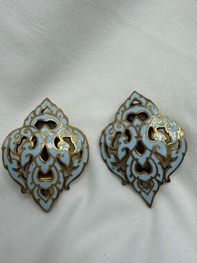 Vintage Siam Enamel Blue Clip earrings #312